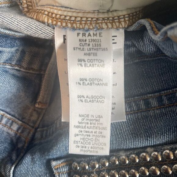 Frame Denim Anstee Studded Straight Leg Jeans Sz 25 - Picture 12 of 14
